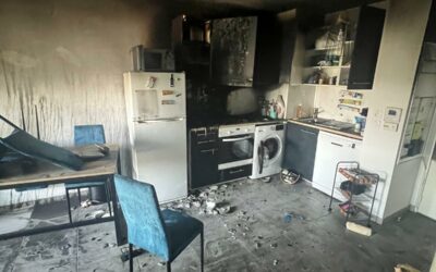 Intervention de décontamination après un incendie dans un appartement, Marseille, Bouches-du-Rhône